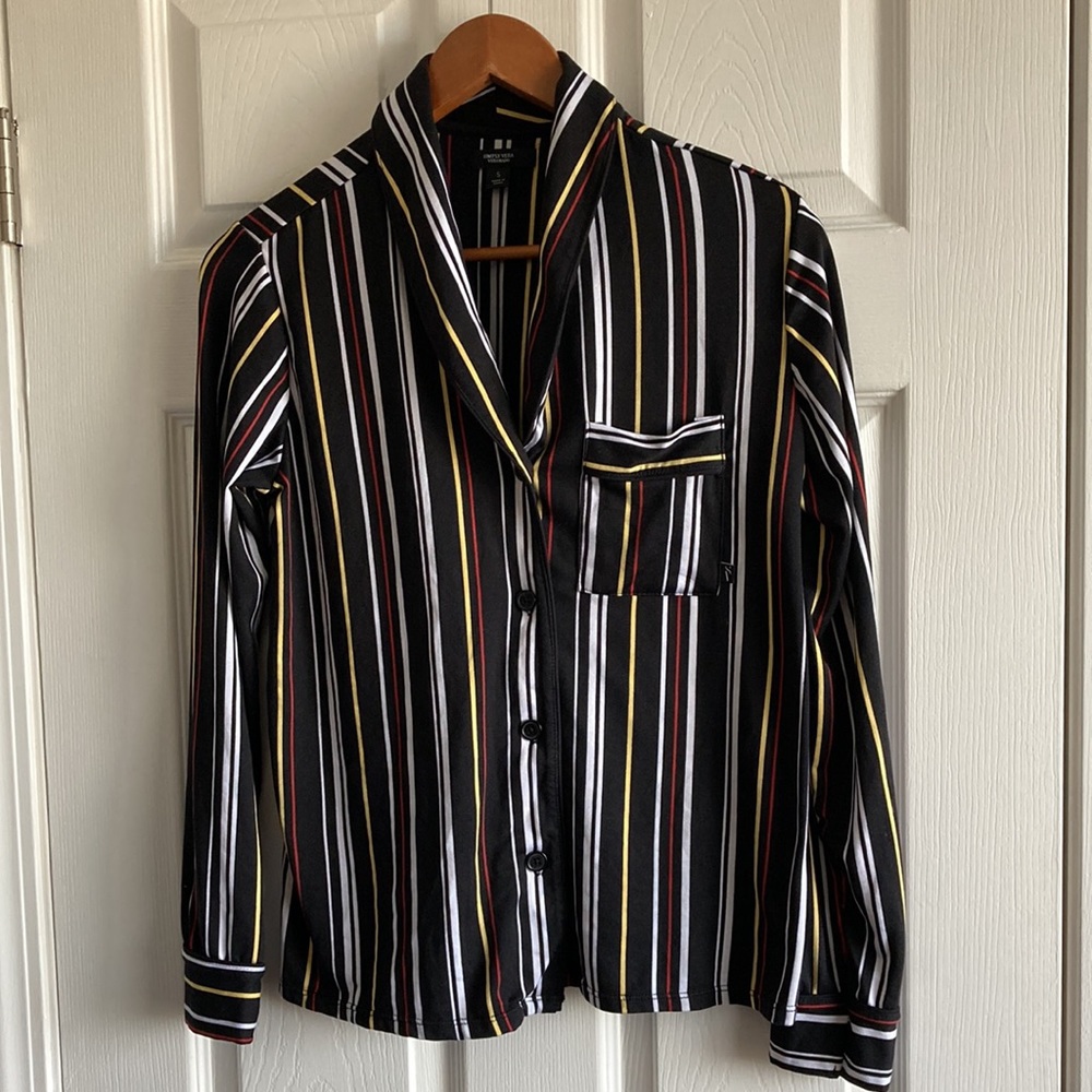 Simply Vera Wang Black Striped Pajama Top Small - Picture 5 of 8